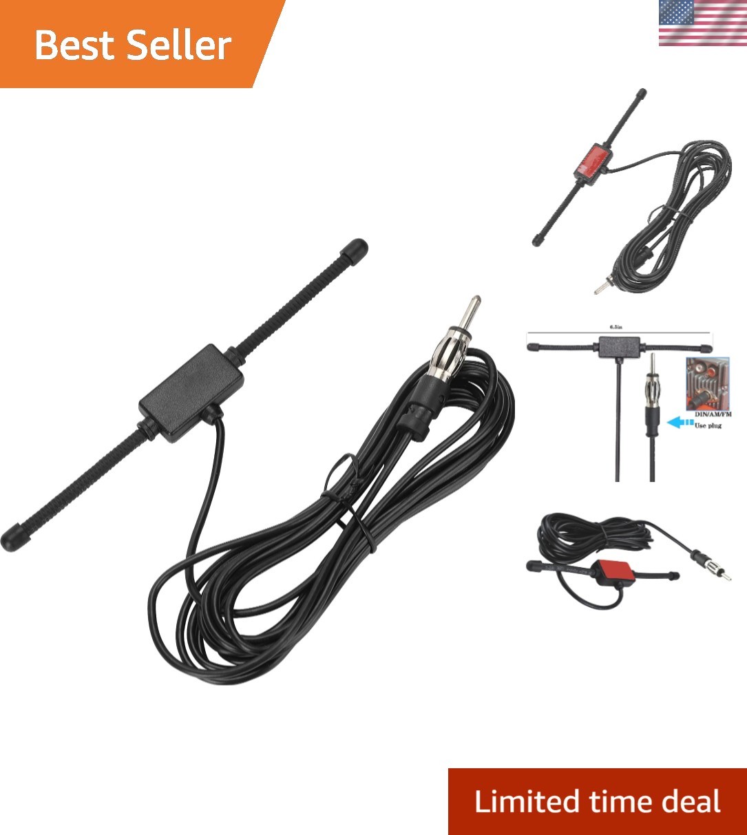 Durable Hidden Patch Antenna with 10ft DIN Connector for Car Radio Enhancements