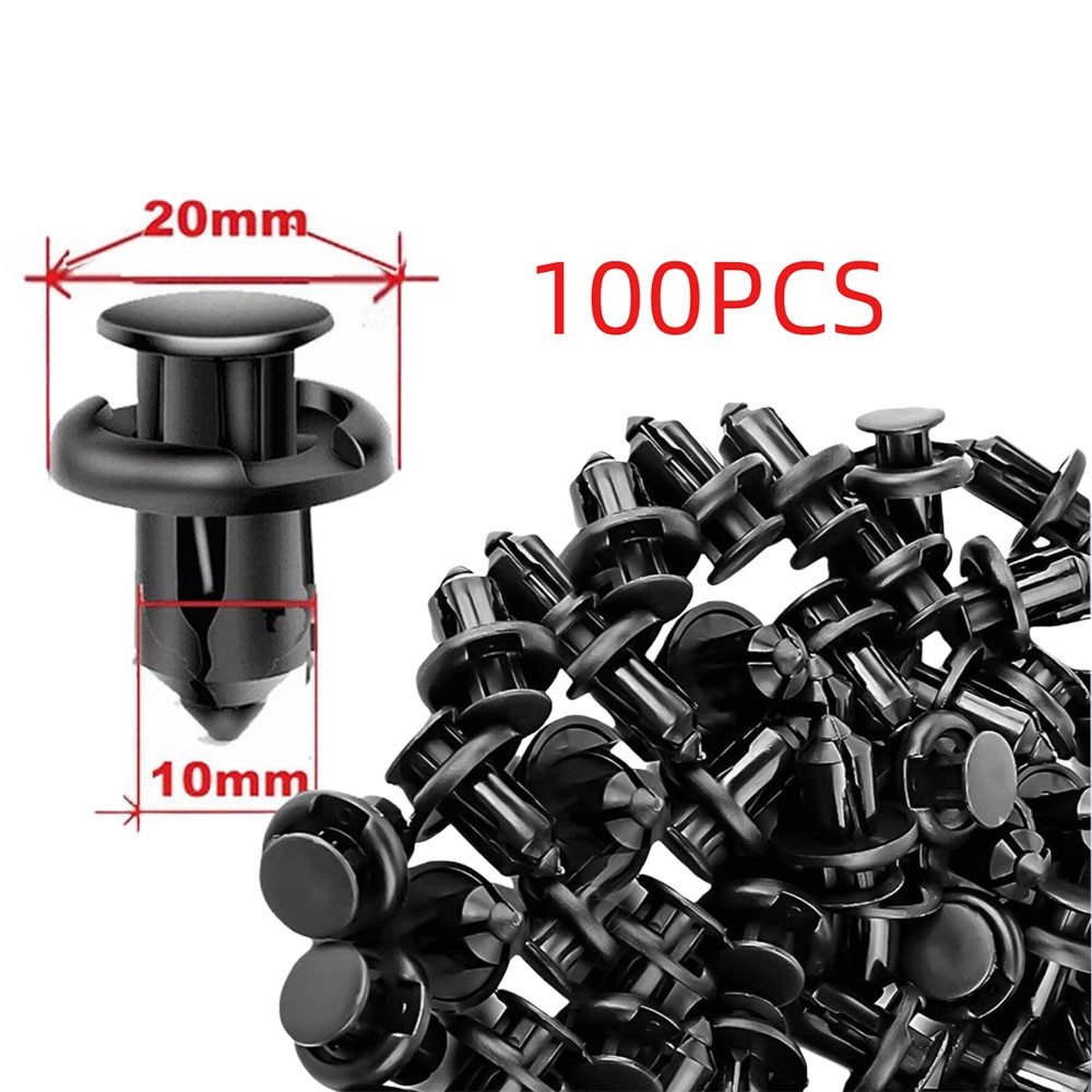 100Pcs Bumper Clips 10mm Hood Fender Push Rivets Retainer Fasteners For Honda