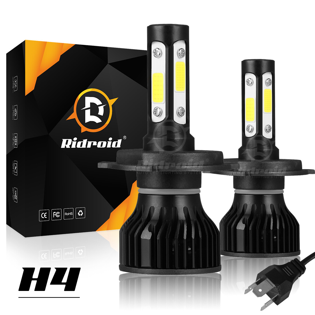 4-sides H4 9003 Super White 12000LM Kit LED Headlight Bulbs High Low Beam 6500K