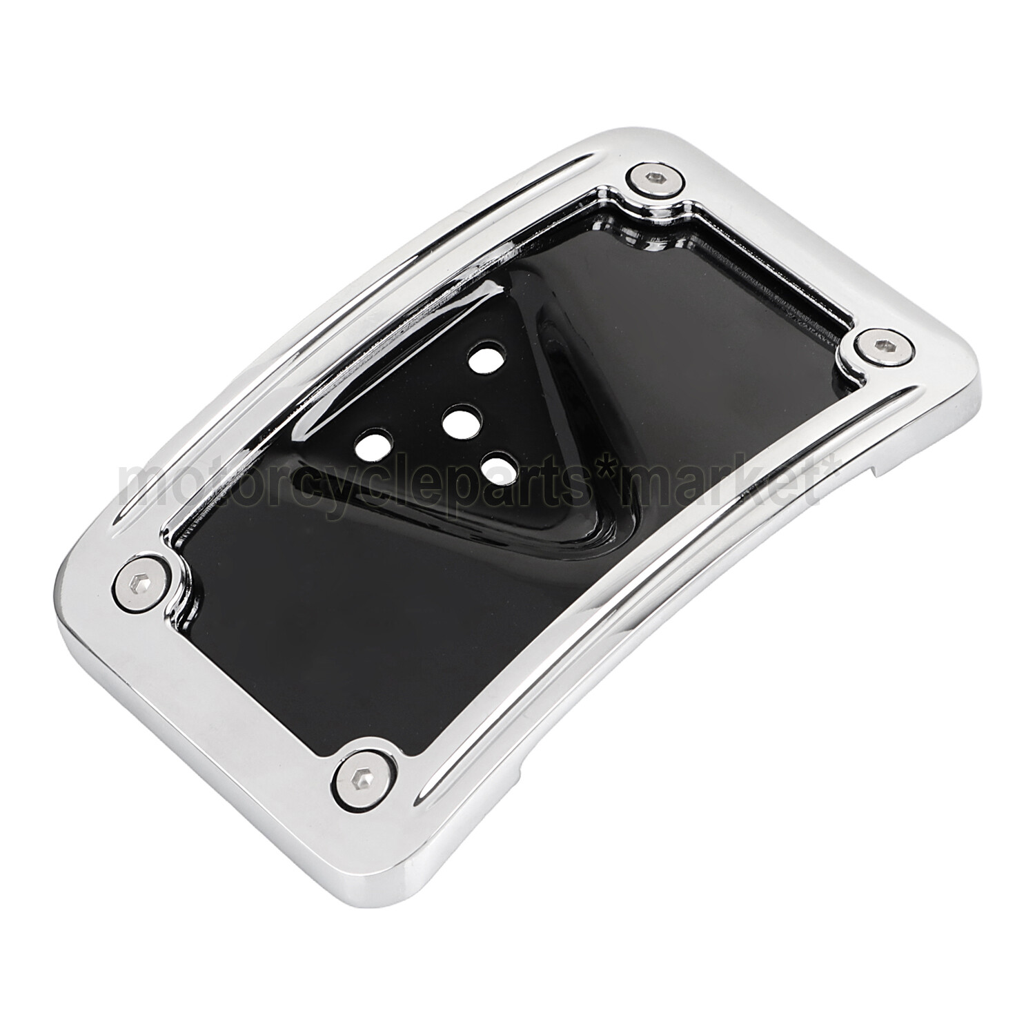 Chrome CNC Curved Laydown License Plate w/ Bracket For Harley Sportster XL Dyna