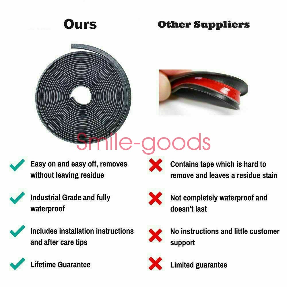 10Ft Car Door Edge Guard Moulding Trim Black Protector Strip Rubber Metal Seal