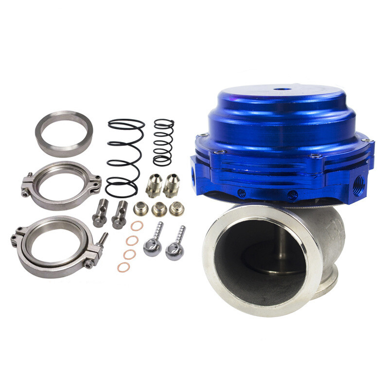 BLUE 44mm External TurboCharger Wastegate 14PSI W/ 7PSI & 17PSI MVR 44 +Flanges