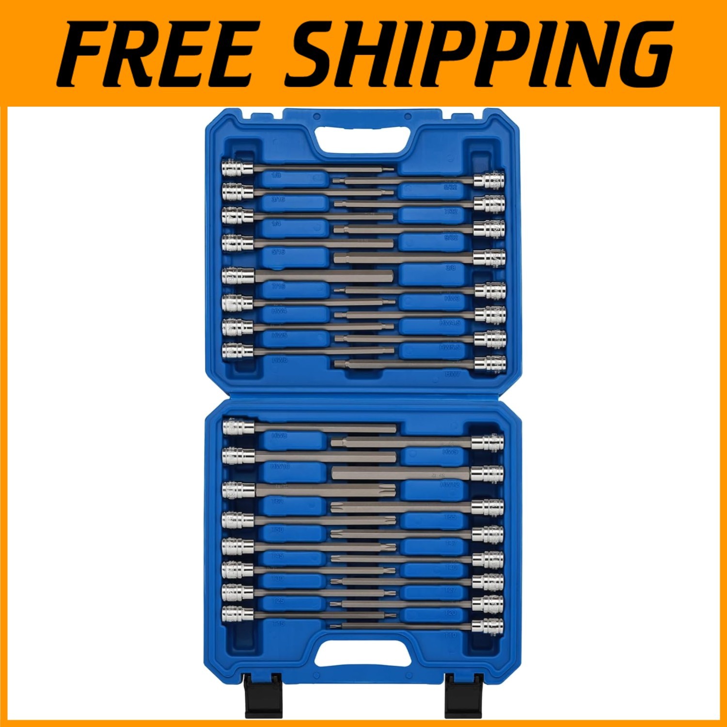 Professional 32PCS Hex and Torx Bit Socket Set – Extra Long for Maximum Torque