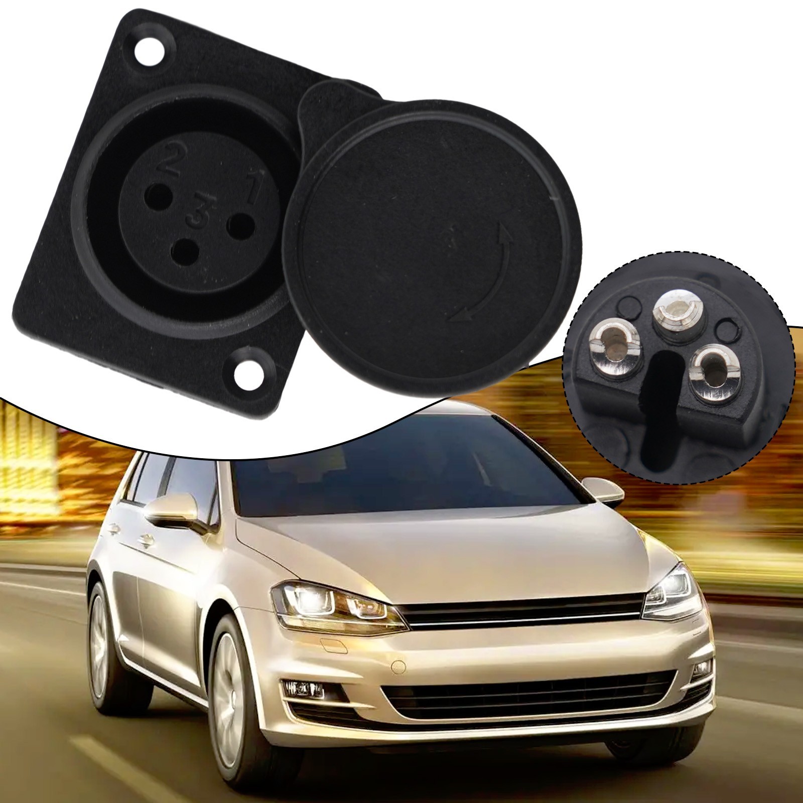 ABS Plastic Shell Auto Replacement Parts XLR 3-pin Socket Charging Port/socket