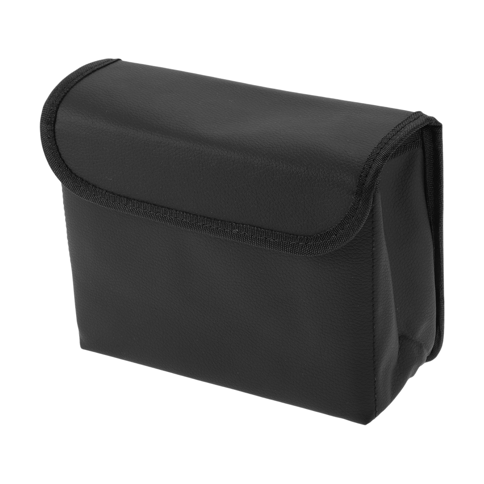 Car Trash Can Foldable Portable Car Door Faux Leather Trash Bin Black 1 Pc
