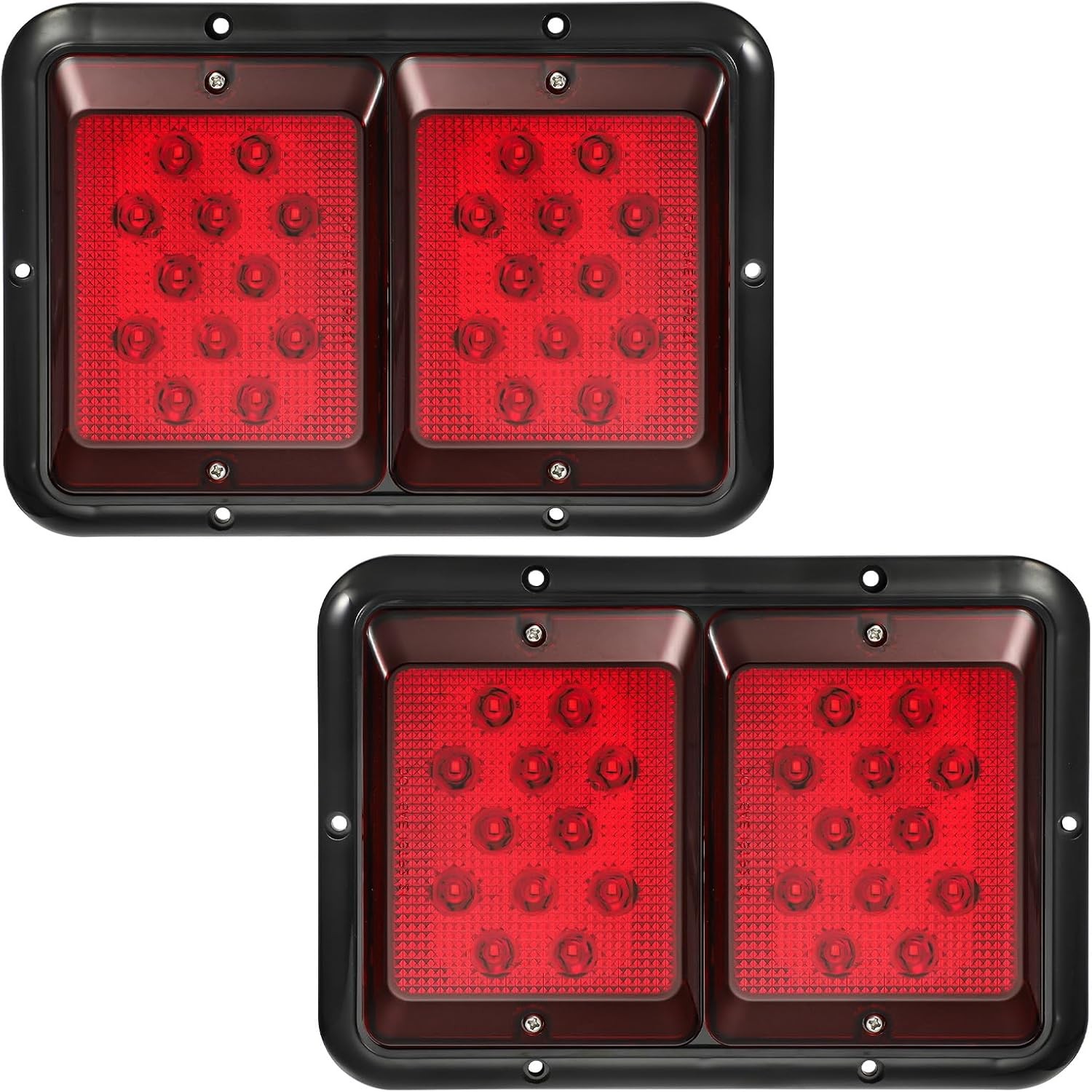 2x Double RV Trailer Camper Tail Lights 24-2835 LED Horizontal Red