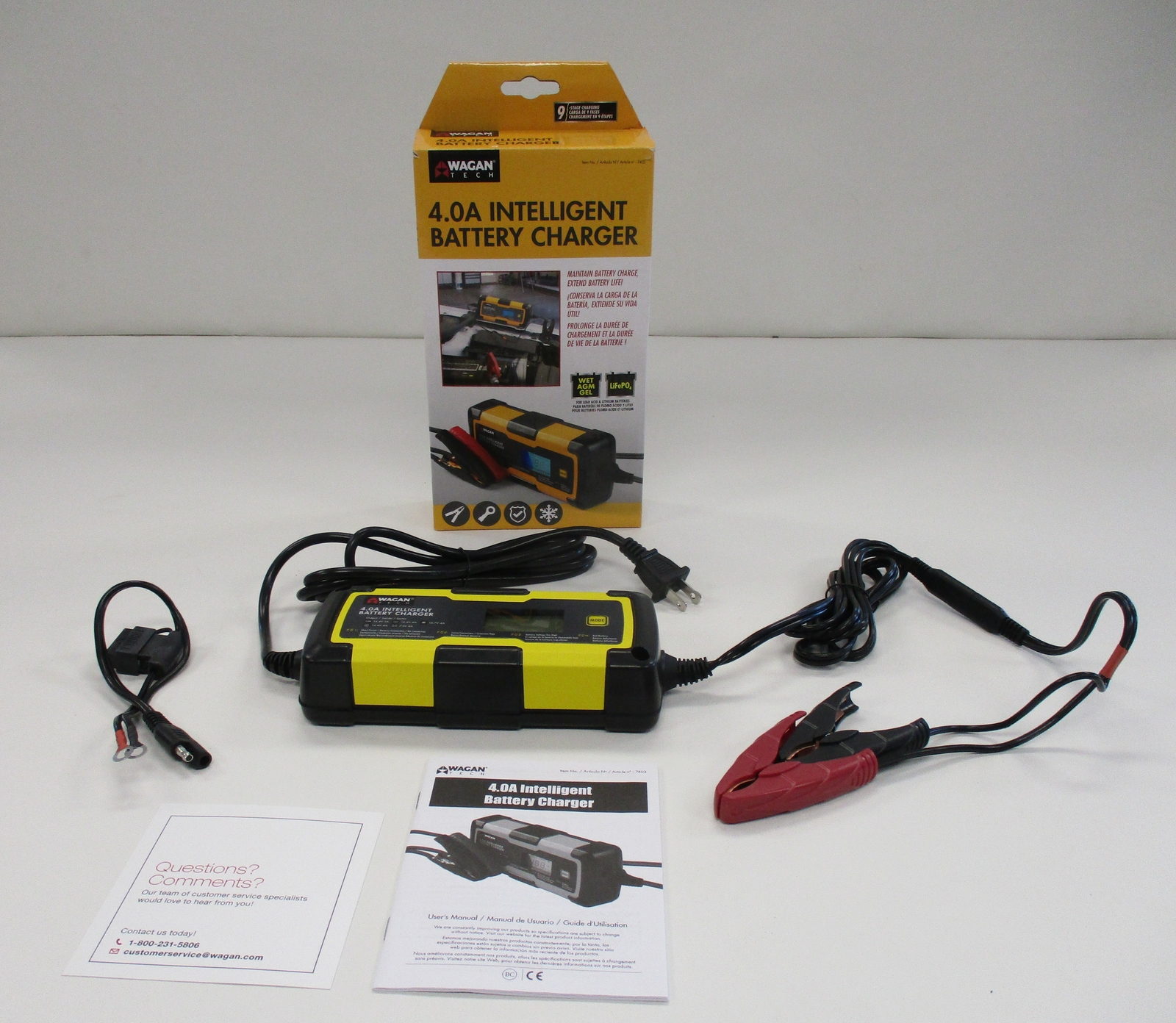 WAGAN TECH 4.0A INTELLIGENT BATTERY CHARGER / JUMP STARTER EL7403