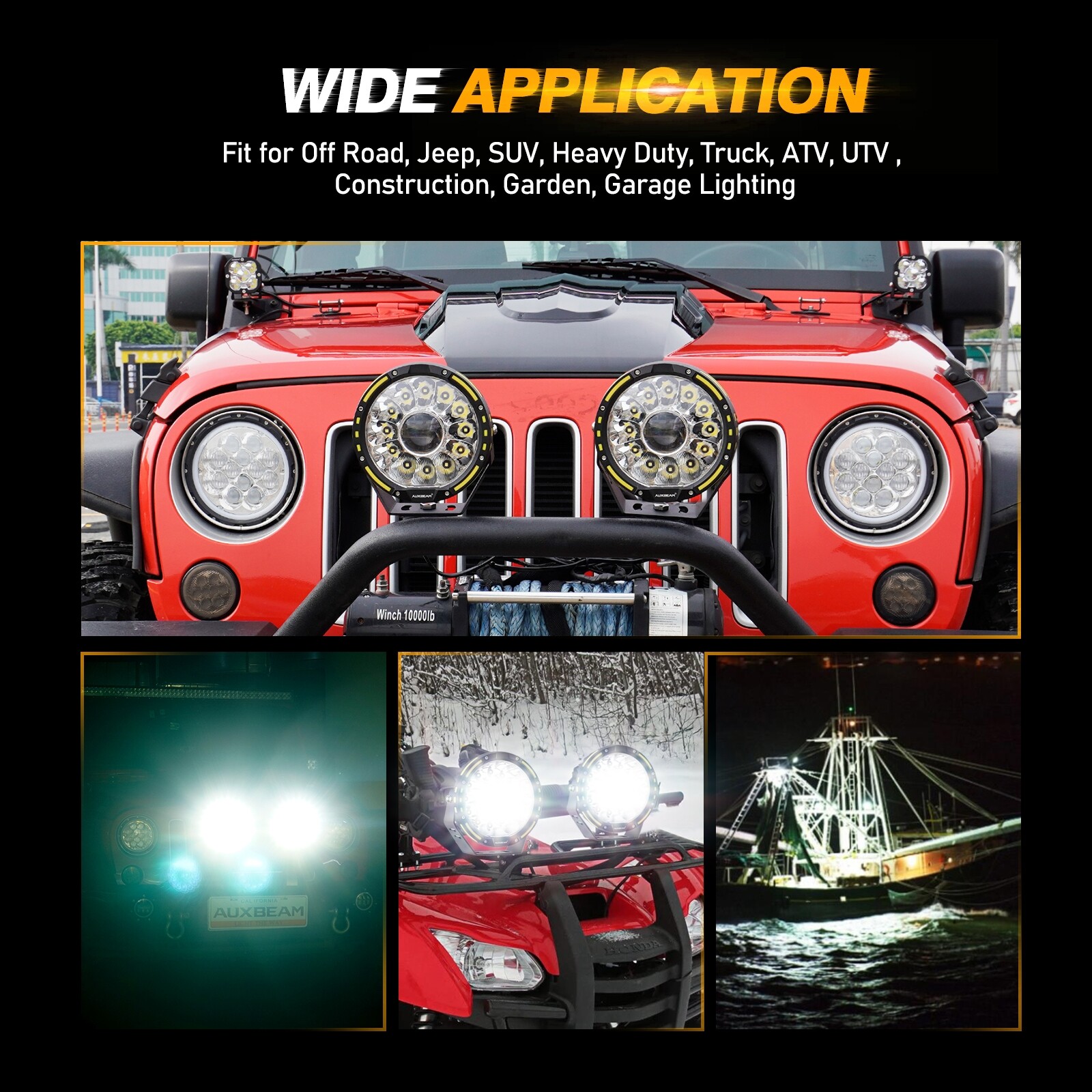 AUXBEAM 7 inch 360-PRO LED Work Light Bar Combo Fog Lamp Offroad Driving+Covers
