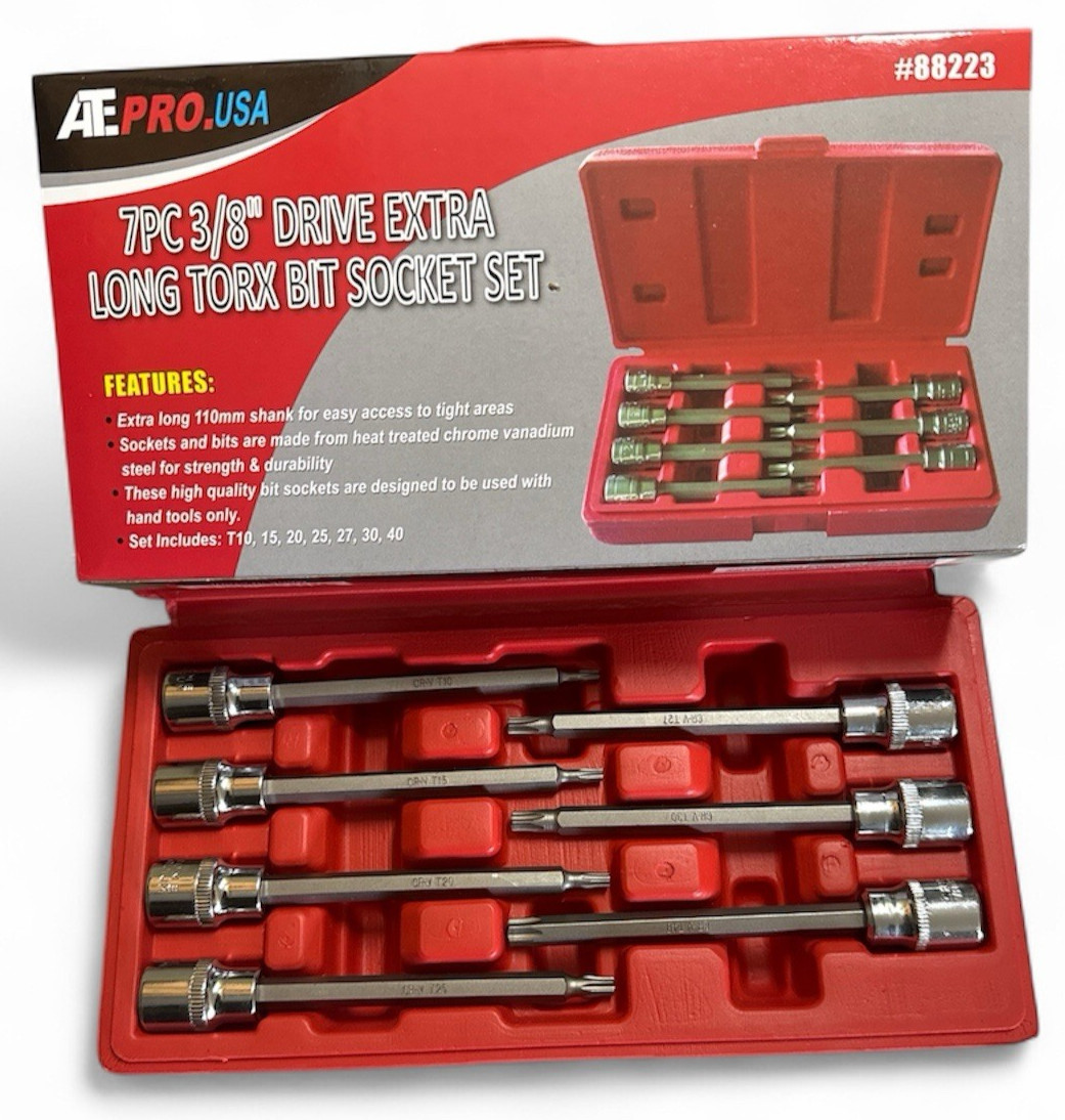 ATE Pro 7pc 3/8″ Drive Extra Long Hex Bit Socket Set 88223 Torx 10-40