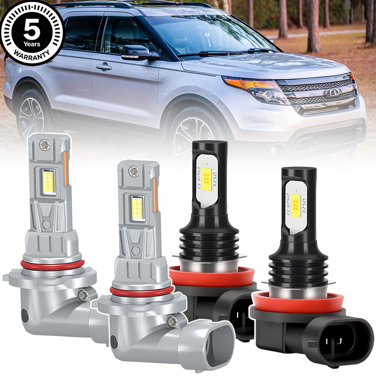 4× LED Headlight Bulbs Kit 12000lm Hi-Lo Beam Fog Light For Ford Explorer 11-15