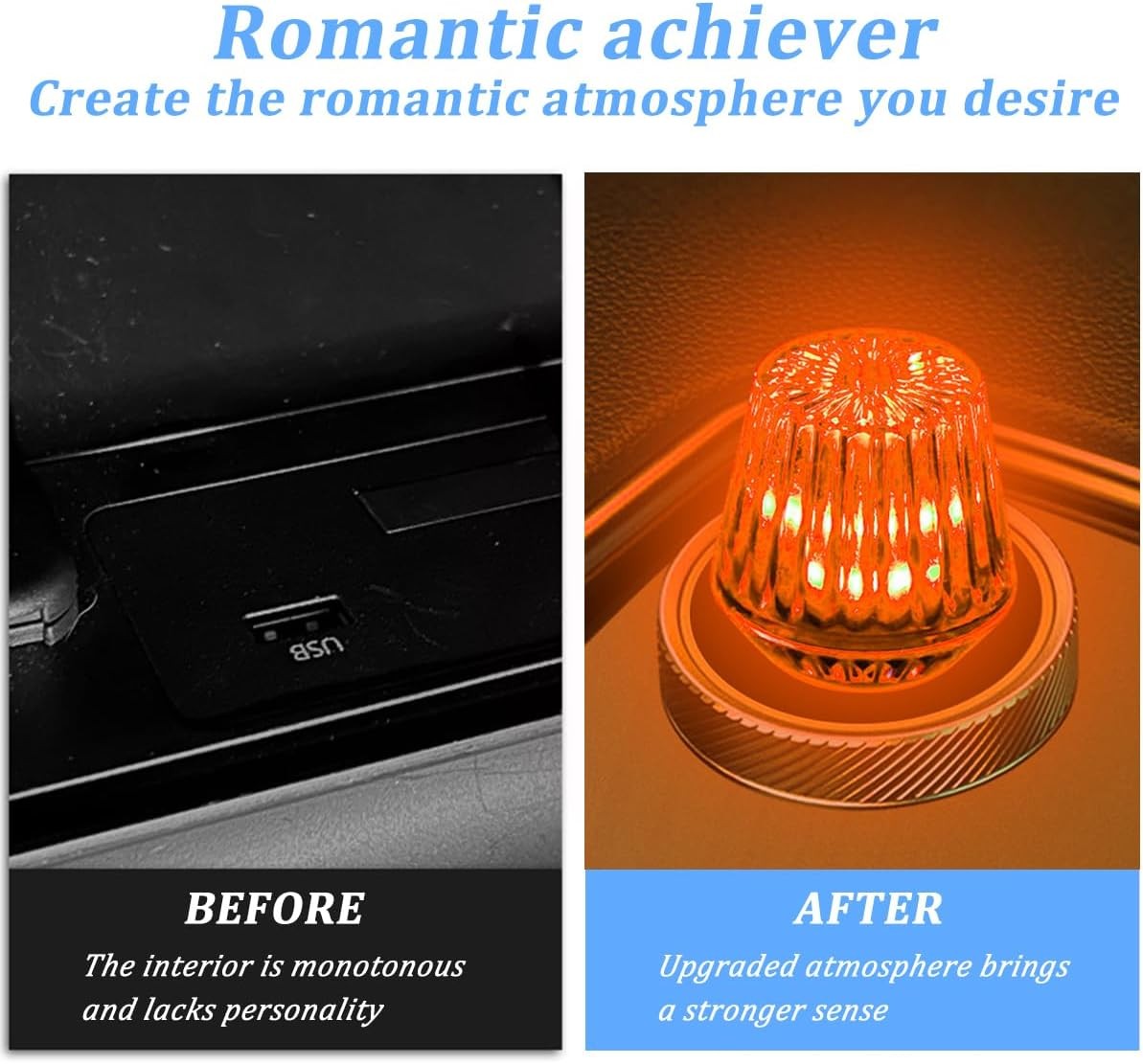 Mini Car USB LED Interior Light, 5V Plug-in NightLight