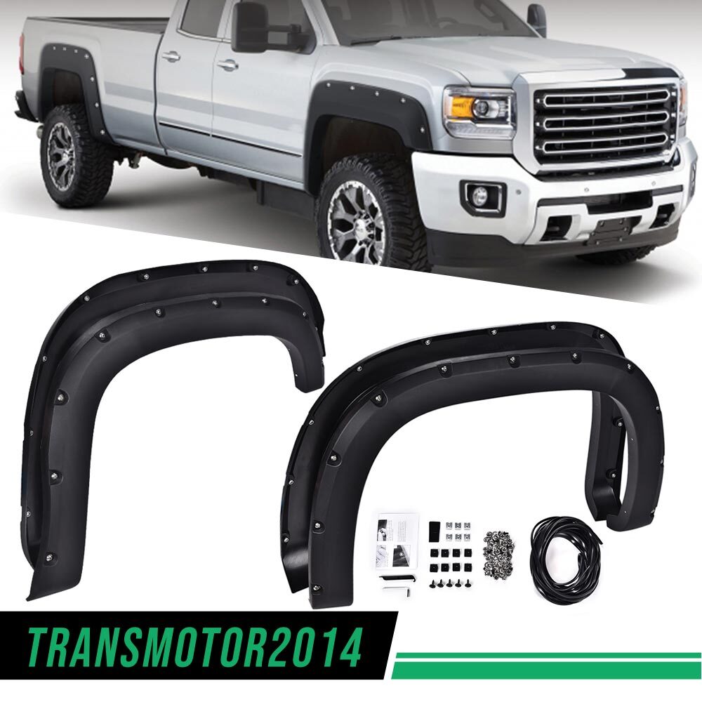 Pocket Rivet Offroad Fender Flares Fit For GMC Sierra 1500 2500HD 3500HD 2007-13
