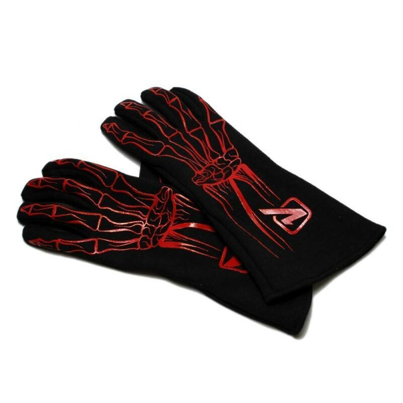 Velocita 127 Safety Driving Gloves Racing 2 Layer Skeleton SFI 5 Red X-Small