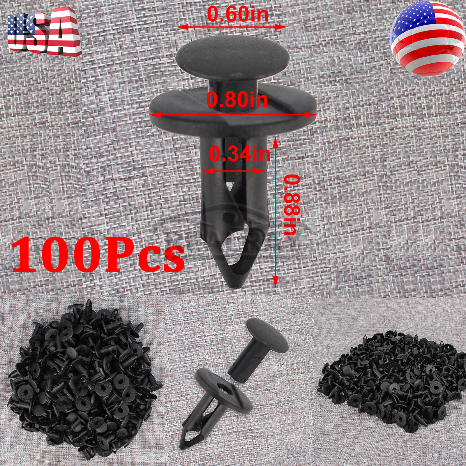 100pcs Fit GM,Ford,Chrysler VW 21030249 Air Baffle to Carriage Push Retainer