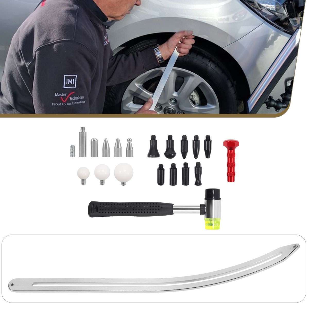 Car Repair Dent Removal Tool Kit Car Fender Damage Repair Tools Flat Bar