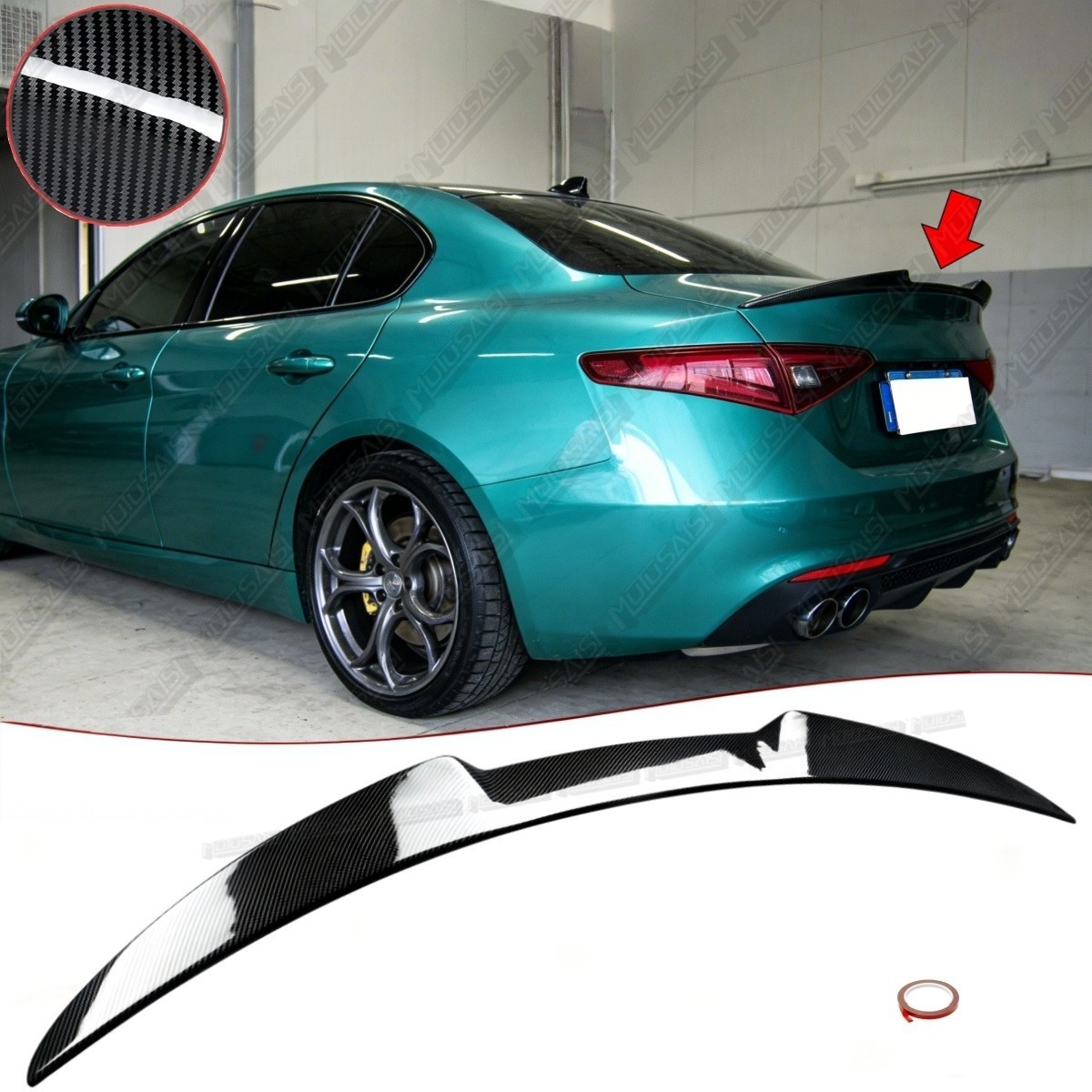 For 2017-2025 Alfa Romeo Giulia “Carbon Fiber Style” V Sport Style Trunk Spoiler