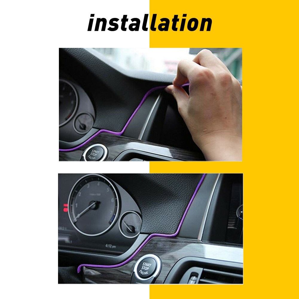 LED Car Interior Decorative Atmosphere Purple Wire Strip Light Lamp Accessories