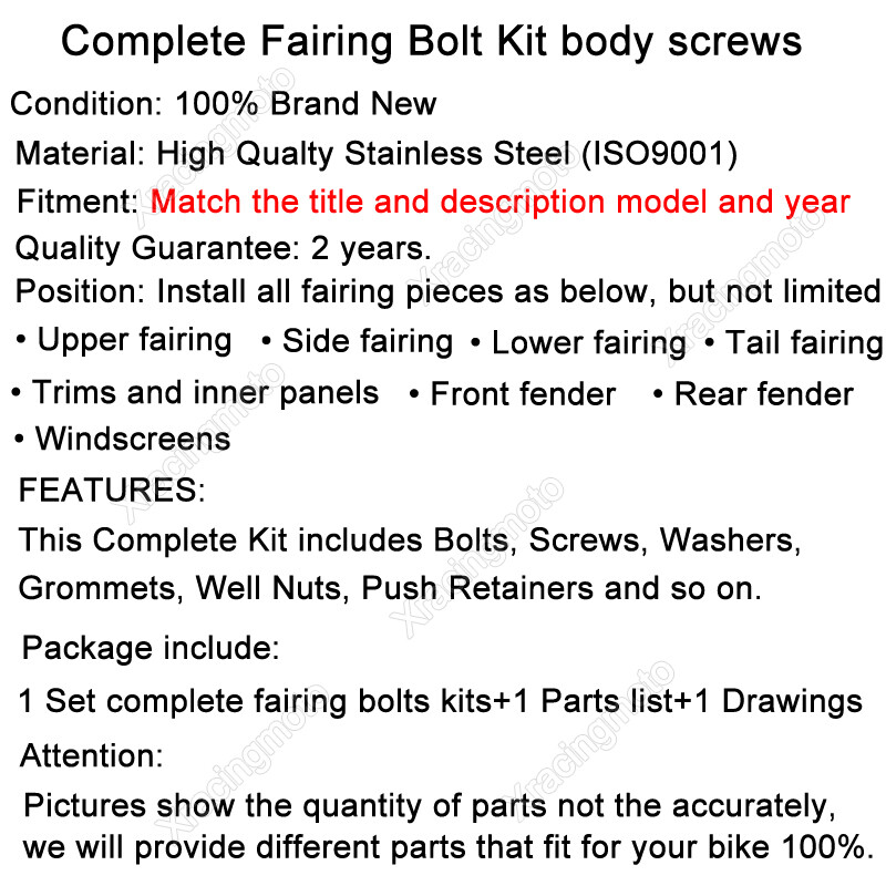 Complete Fairing Bolts Bodywork Kit Fit For 1999-2007 Suzuki GSX1300R Hayabusa