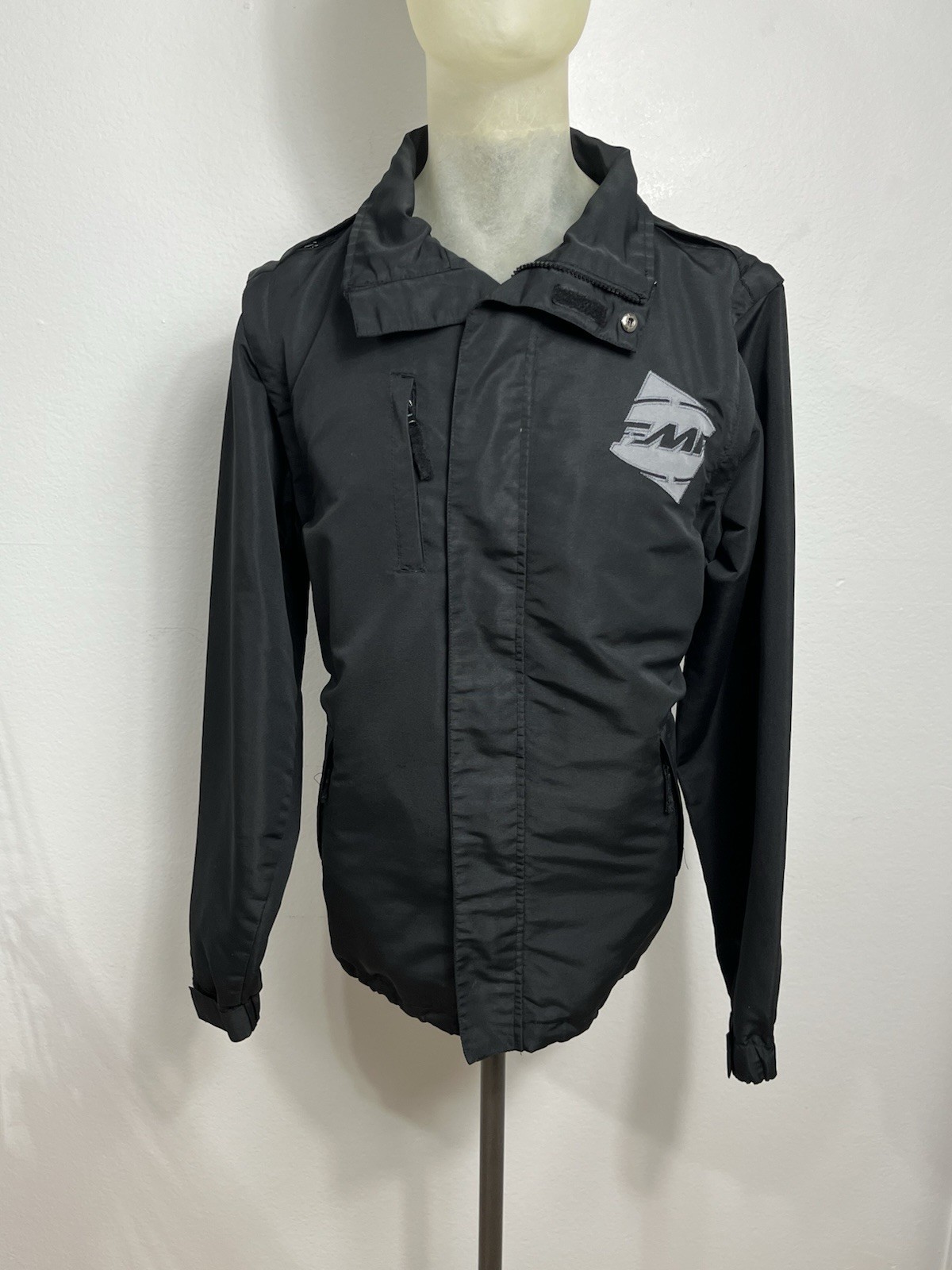 Vintage FMF International Motorcycle Jacket Mens Medium Black Full Zip Pockets