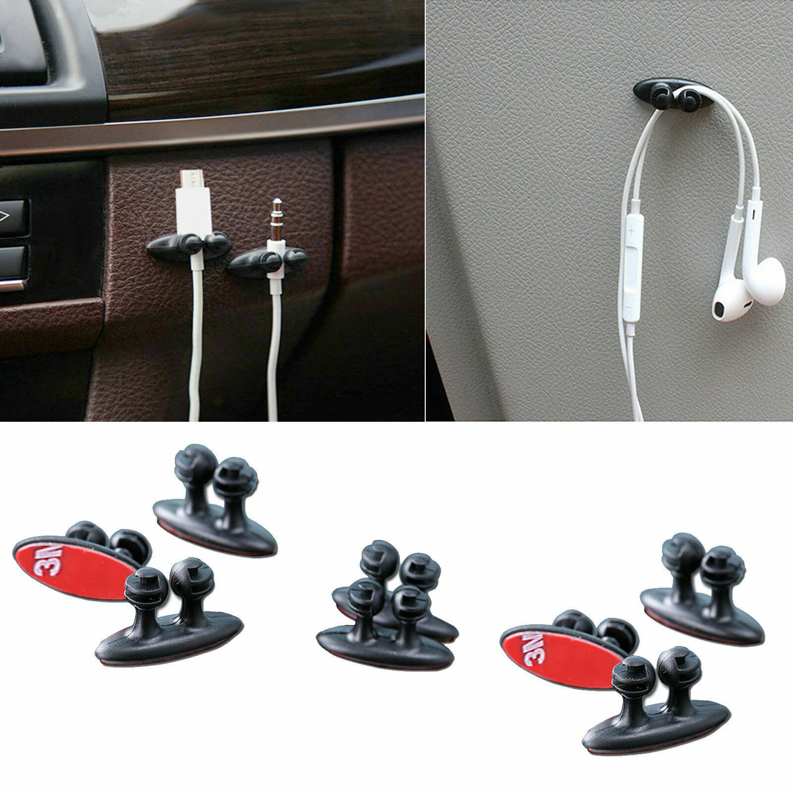 8PCS Phone Wire Cord Clip Cable Holder Tie Fixer Organizer Drop Adhesive Clamp