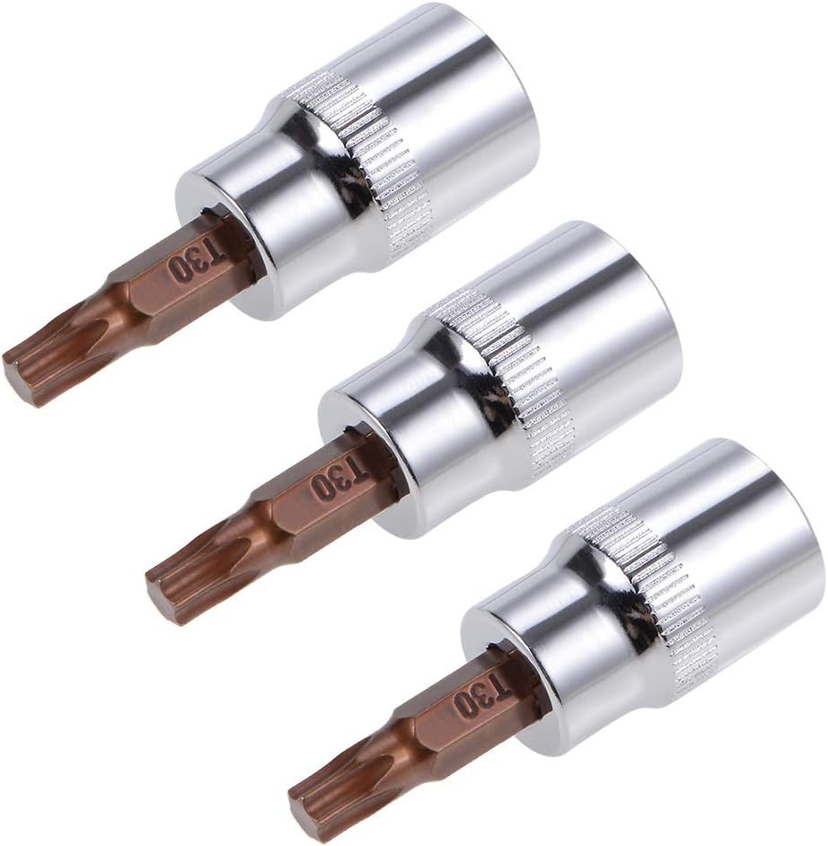uxcell 3pcs 3/8″ Drive x T30 Torx Bit Socket, S2 Steel Bits CR-V