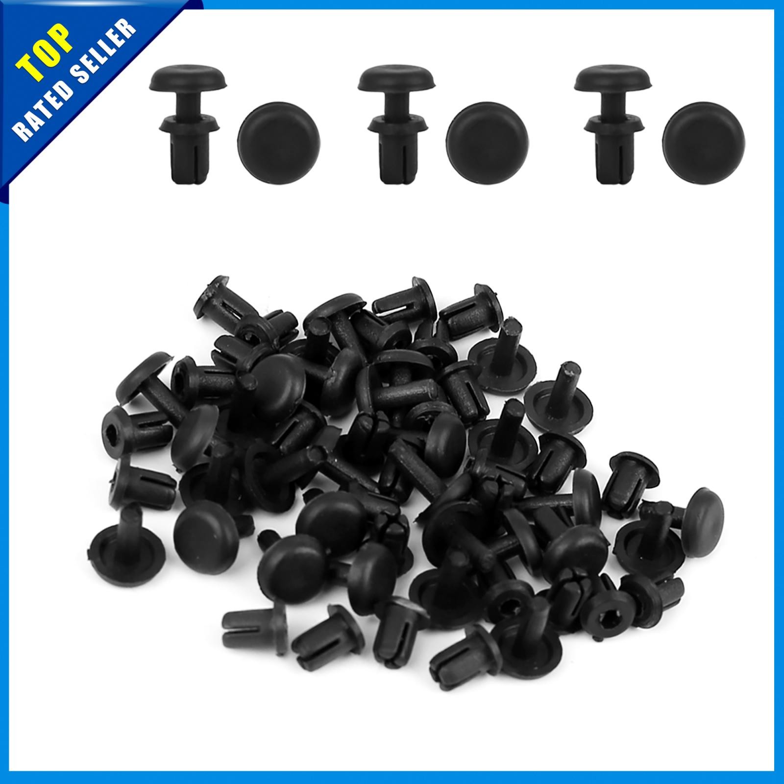 Universal Car 4mm Black Plastic Rivets Push Type Panel Fastener Clip Pack of 30