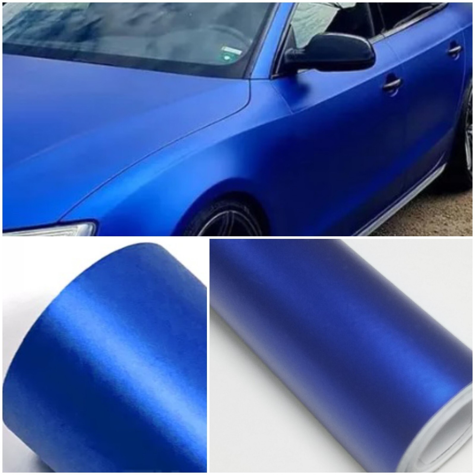 Matte Chrome Anodized Dark Blue Vinyl Car Wrap Sticker Decal Film Sheet Roll