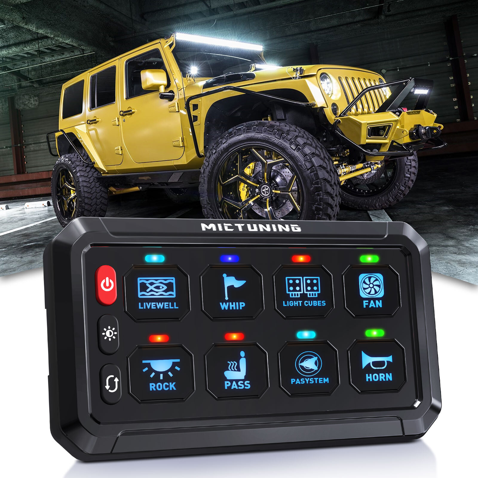 MICTUNING 8 Gang Switch Panel LED Circuit Control Relay System Box Truck Marine