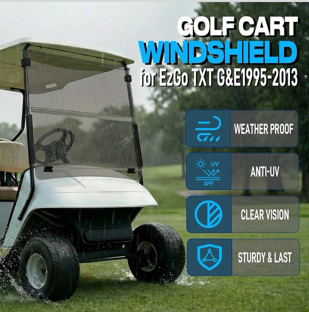 ✅ 95-13 EZGO TXT, DCS, PDS Drive-up Golf Cart Clear Windshield 74910-G01
