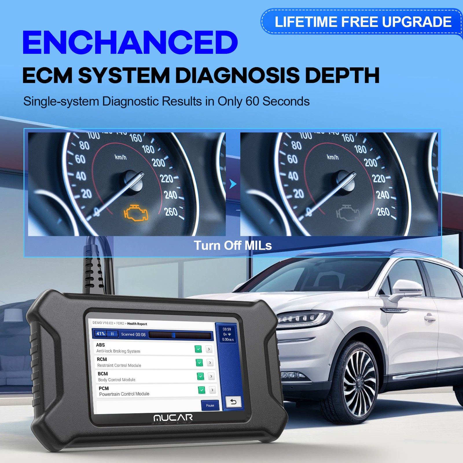 USED MUCAR CS90 Engine System diagnostic tool Full OBD2 Modes Tester 28+Resets