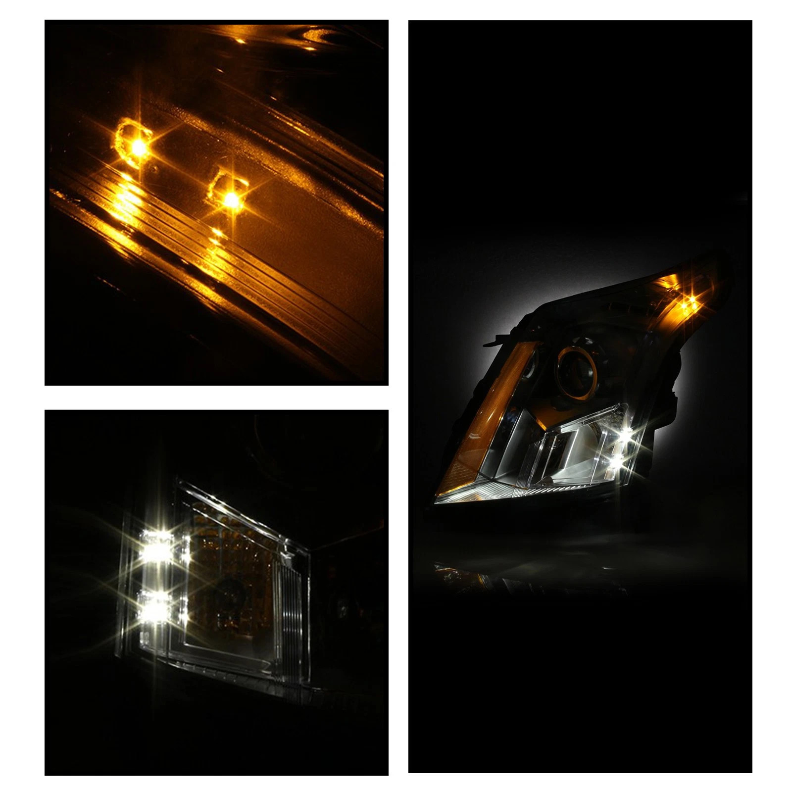 For 2010-2016 Cadillac SRX Halogen w/ LED Projector Headlights Left+Right Side