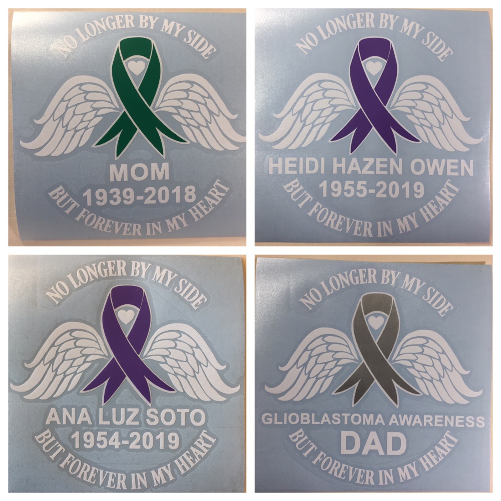 Cancer Awareness Ribbon Decal No Longer By My Side Forever Heart Window Sticker