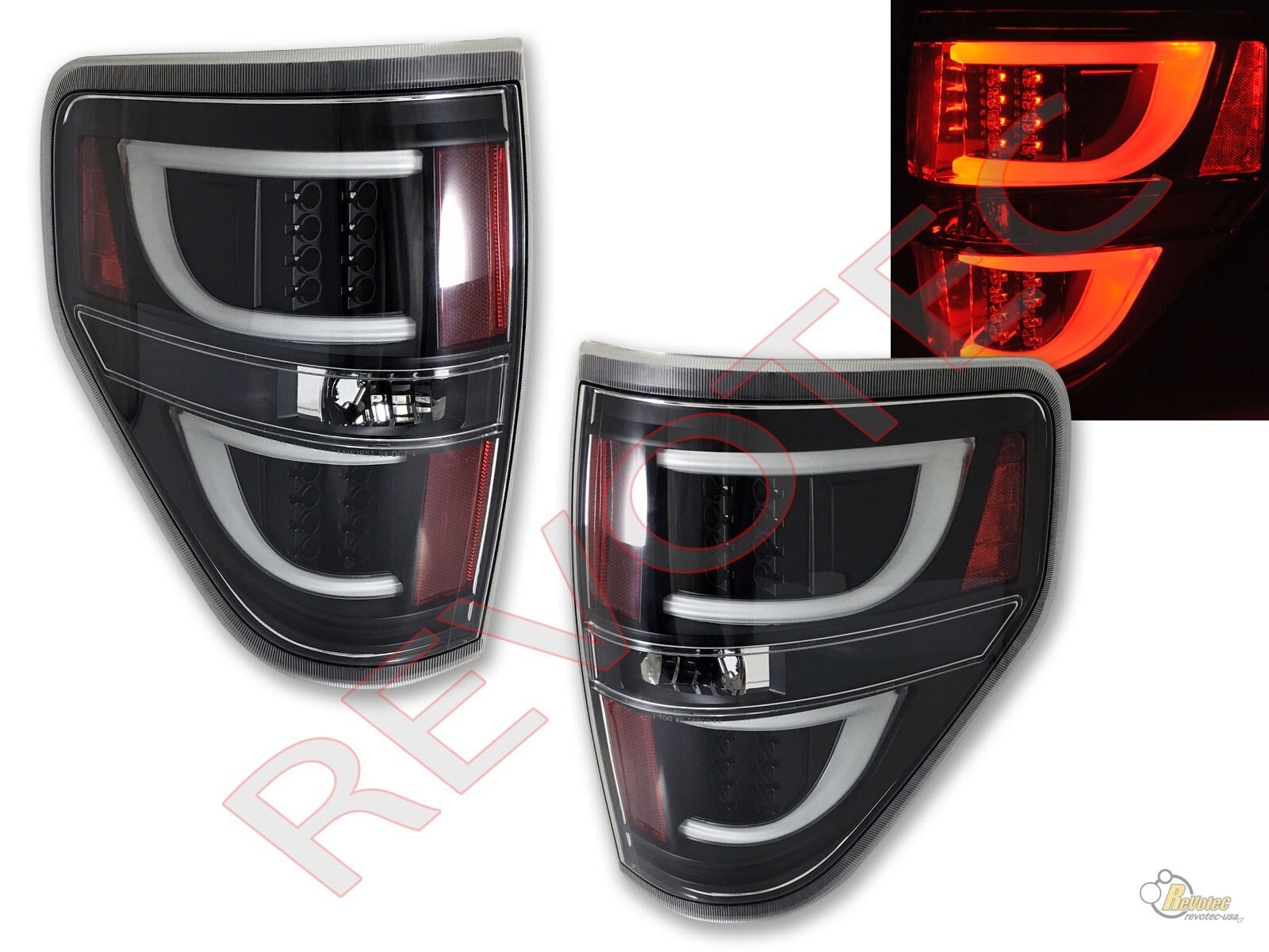 2009-2014 Ford F150 F-150 Pickup G2 Black LED Tube Tail Lights Lamps RH & LH