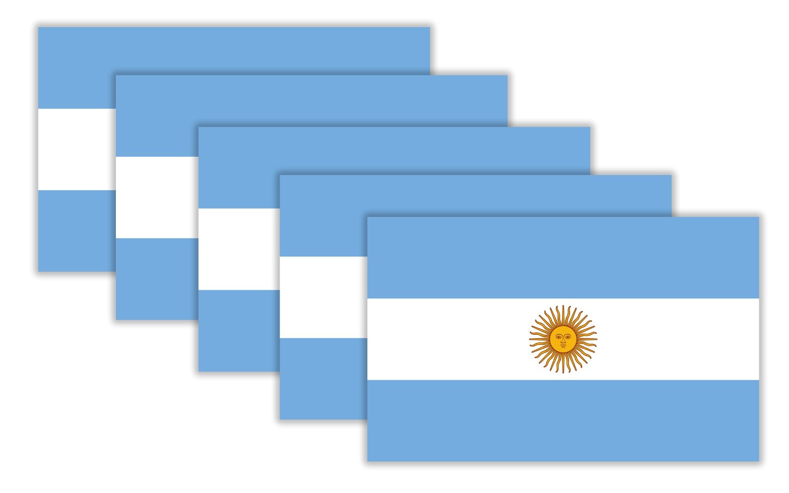 5Pcs Argentina World Country Flags Vinyl Sticker Decals 3.5″ Inches Each