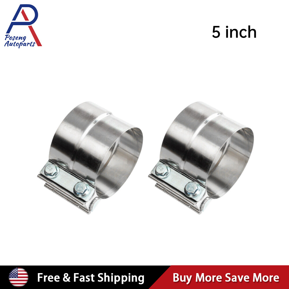 5″ Lap Joint Exhaust Band Clamp Preformed Aluminized Steel (2 Pack)