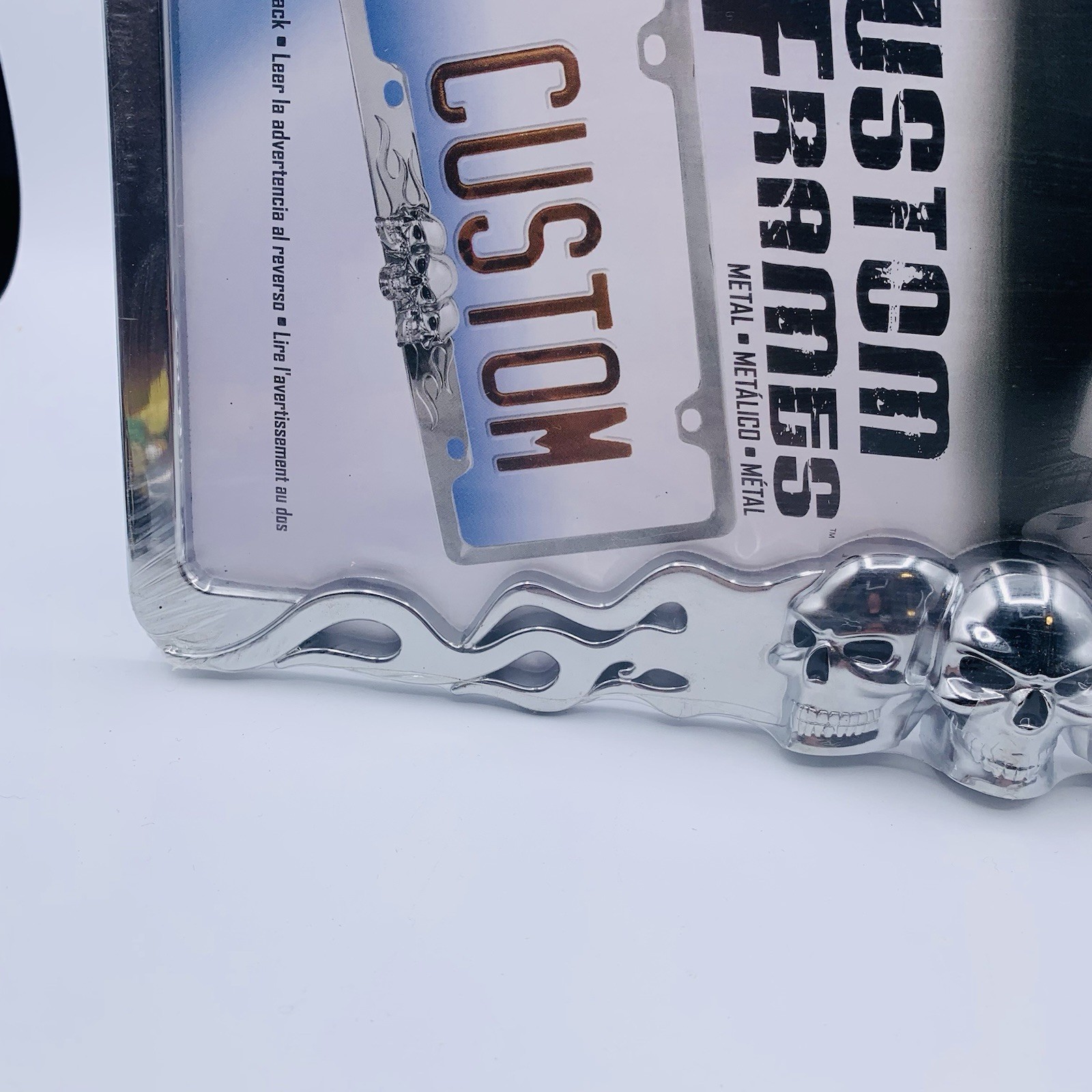 Skull & Flames Custom Design Metal License Plate/ Tag Frame / Holder