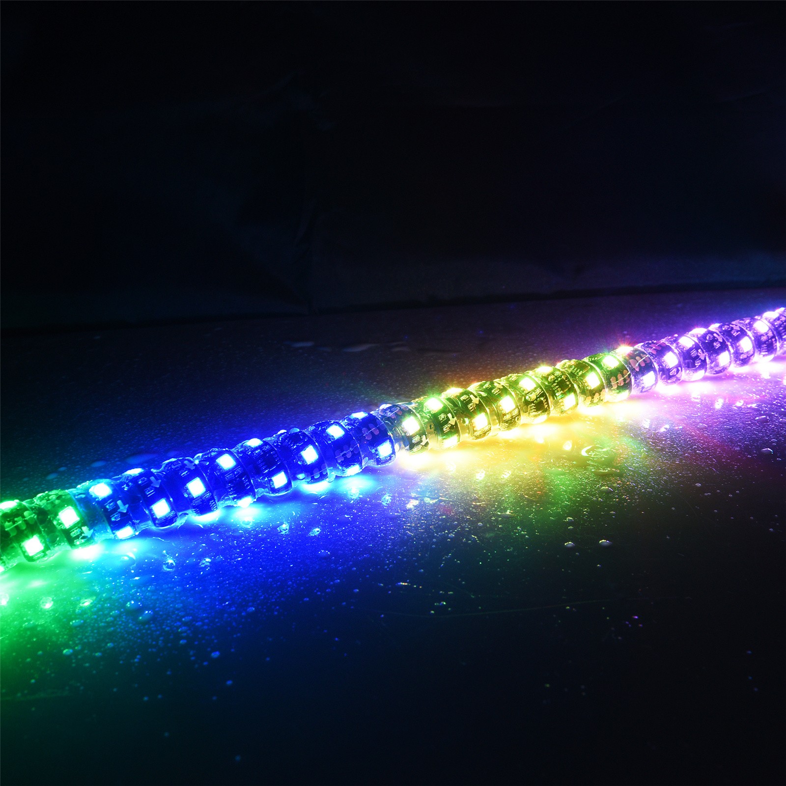 2pcs 1FT COB Fat Whip Light,RGB+IC Chasing Antenna Whips for ATV UTV SXS RZR