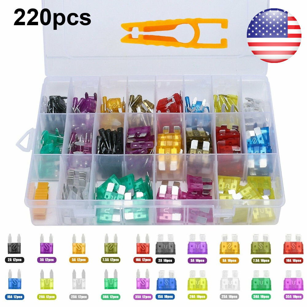 220pcs Car Truck Auto Blade Fuse Automobile Assortment Kit Box Set for Vehicles