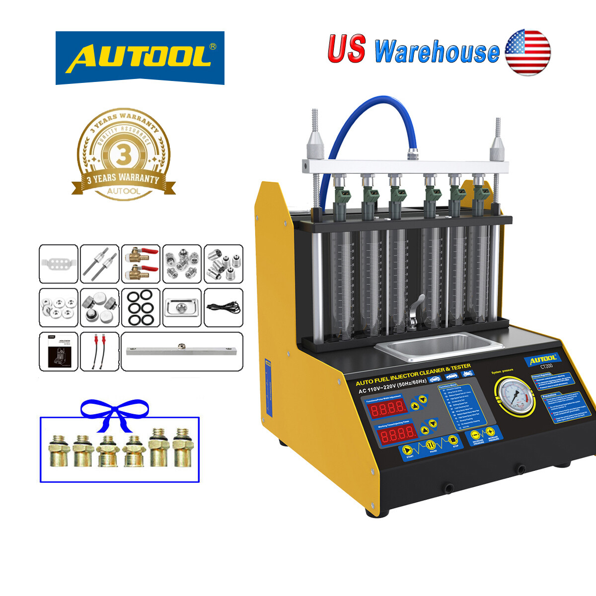 CT200 Fuel Injector Ultrasonic Cleaning Machine Nozzle Cleaner Tester PK CNC602A