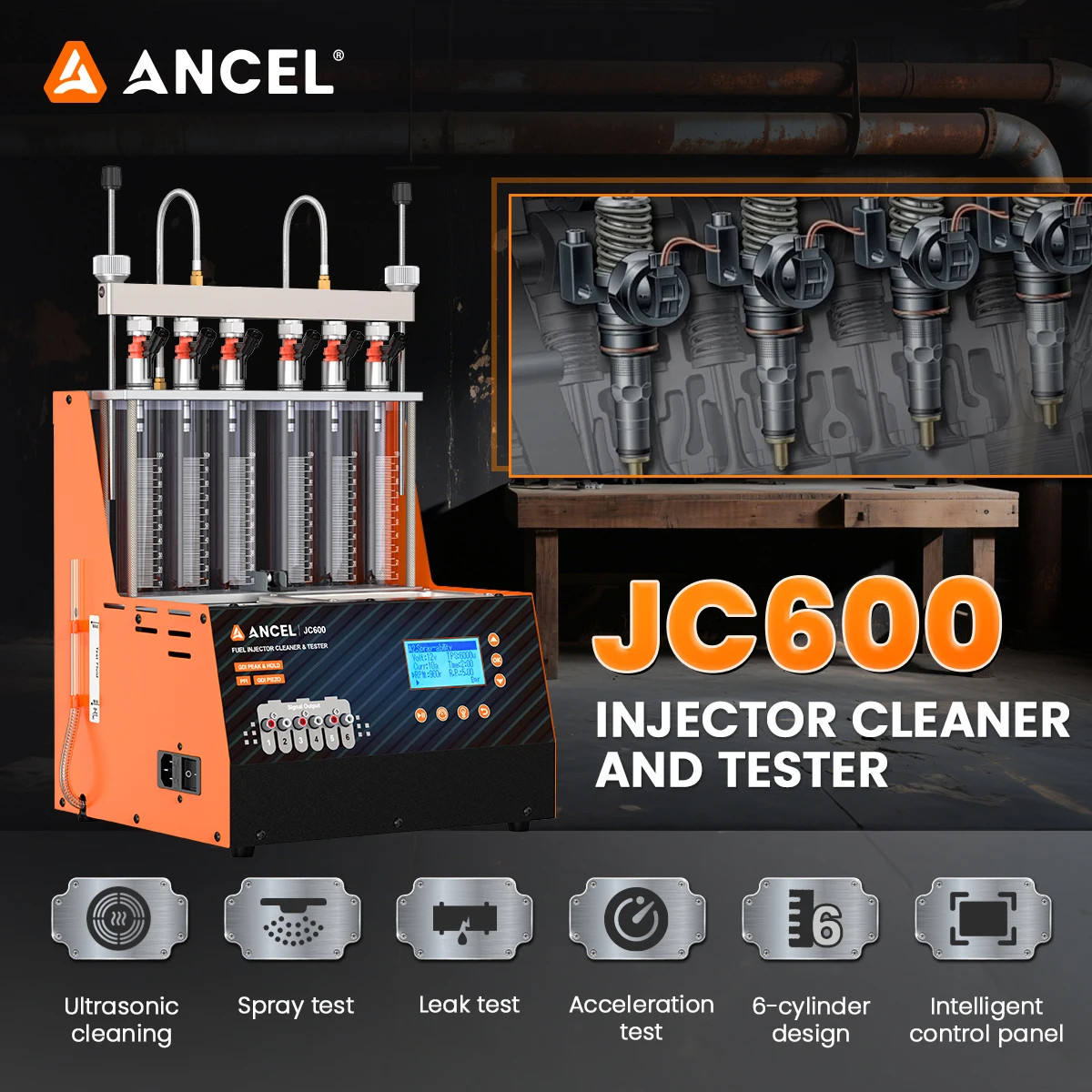 Ancel ANJ400 Fuel Injector Cleaner Tester Nozzle Ultrasonic Cleaning Machine