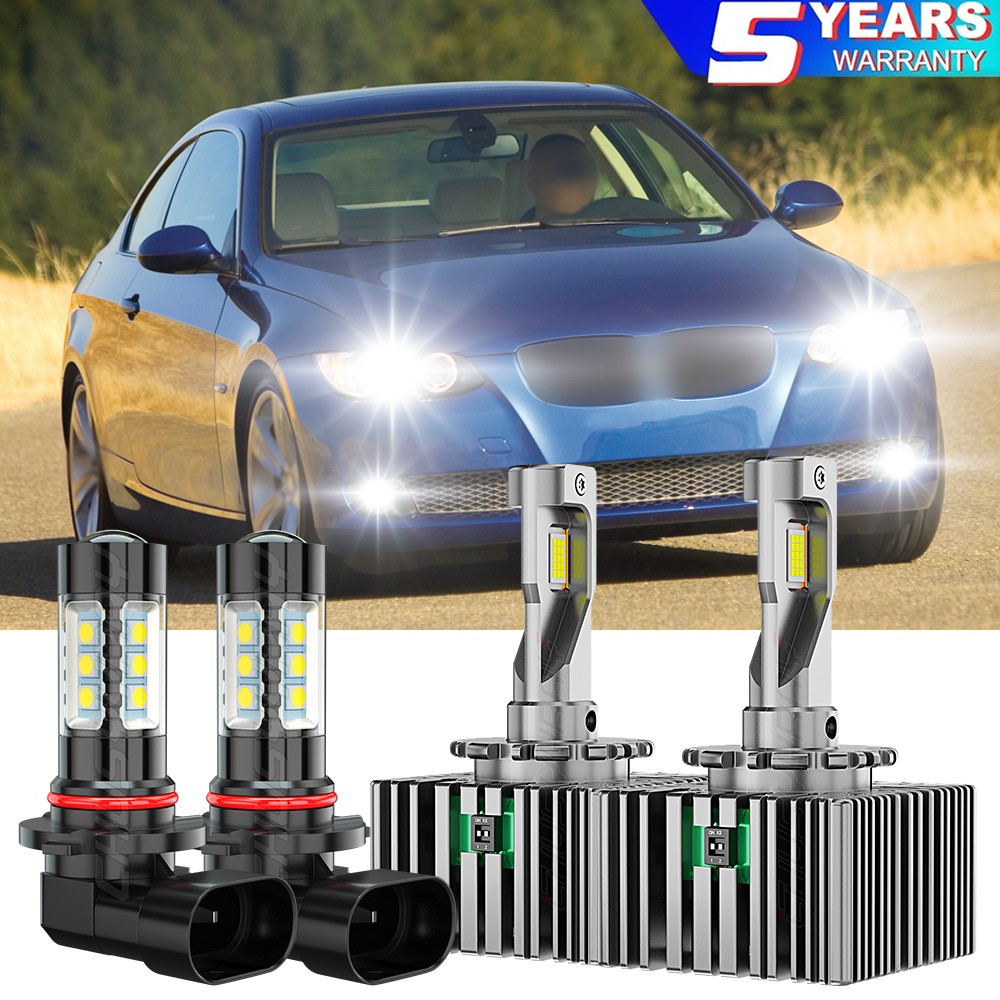 4X D1S 9145 HID Headlight+LED Fog Light Bulbs For 07-10 BMW E92 E93 328i 335i M3
