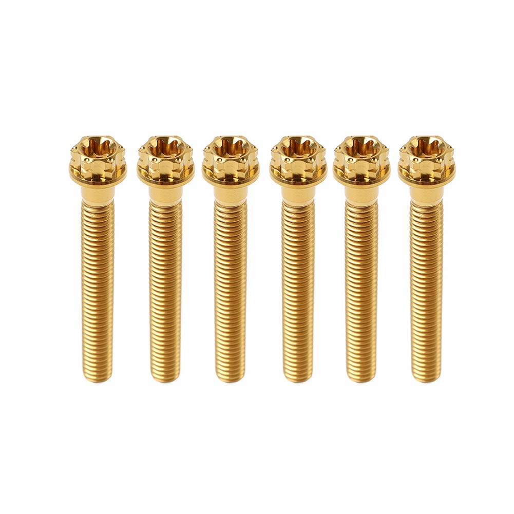 6pcs Titanium Bolts Torx Head Flange Screws M8x50mm Gold For Motorcycle Bike