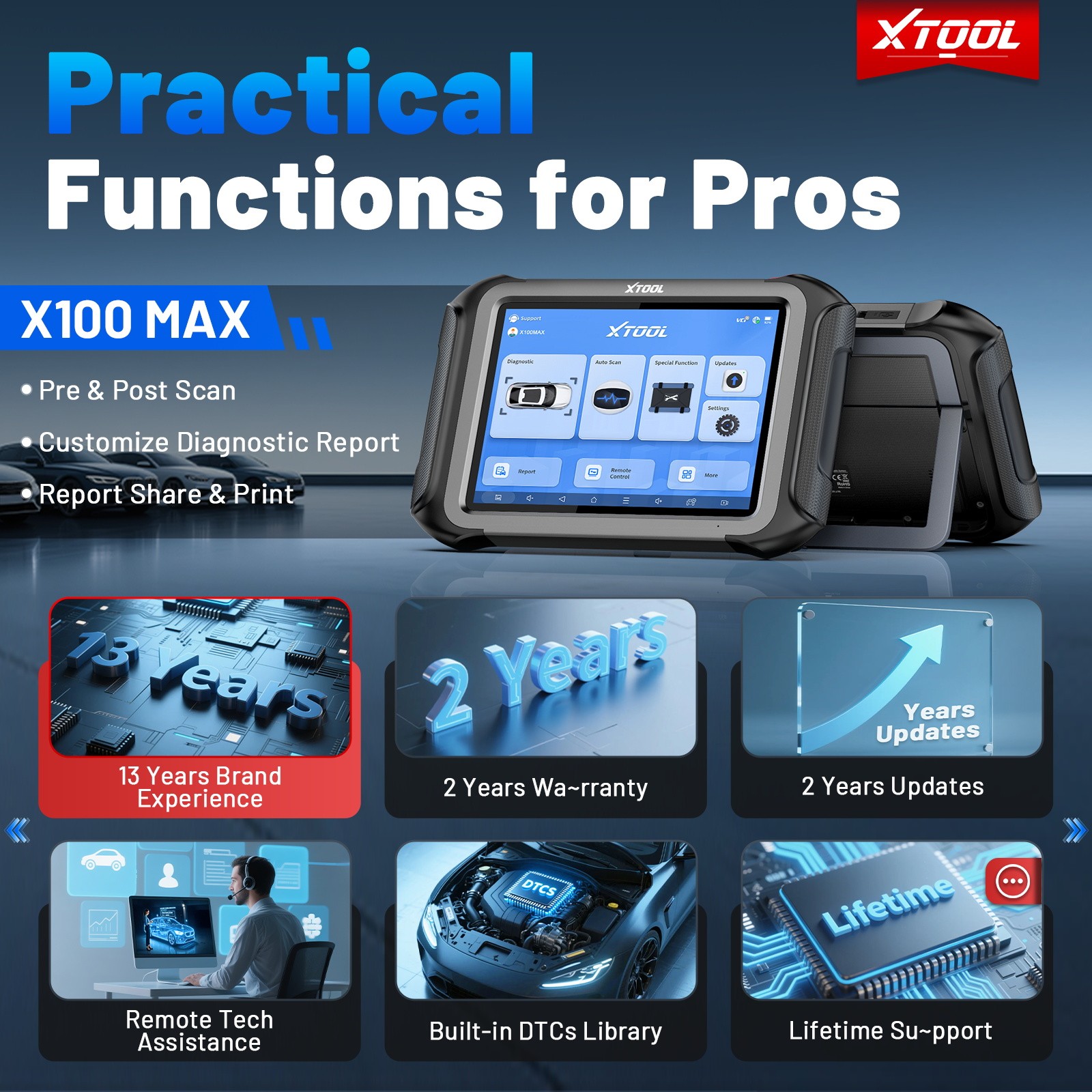 2024 XTOOL X100MAX Scanner IMMO Auto Programming Topology Full Diagnostic Coding