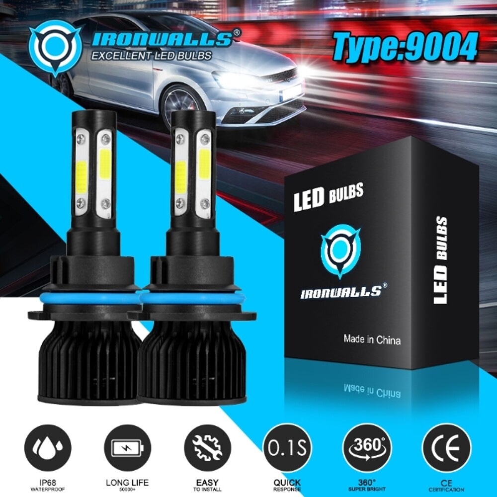4-side 9004 HB1 LED Headlight Conversion Kit 2400W 360000LM High Low Bulbs 6000K