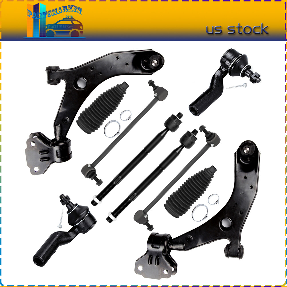 10x Front Tie Rod End Control Arm And Ball Joint Assembly For 2010-2013 Mazda 3