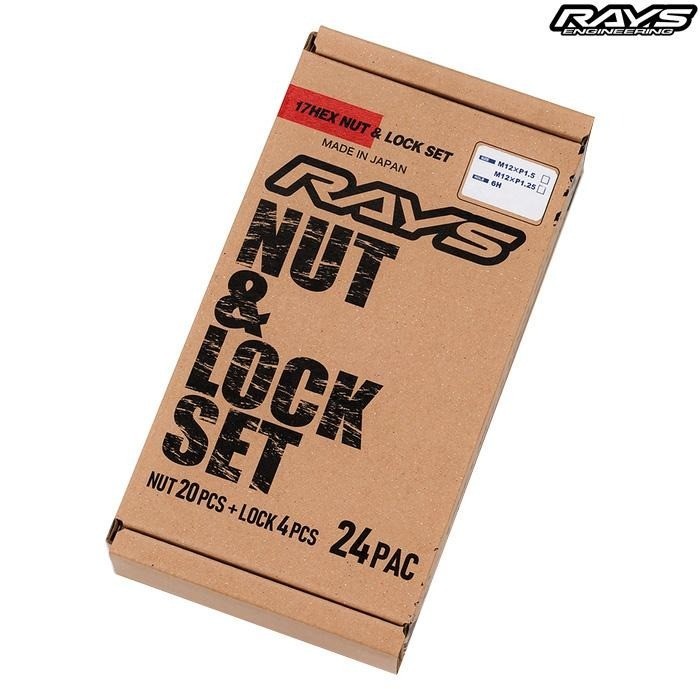 RAYS L31 Lug & Lock Nut M12x1.5 17HEX 6H Steel 24pcs Set Black Japan