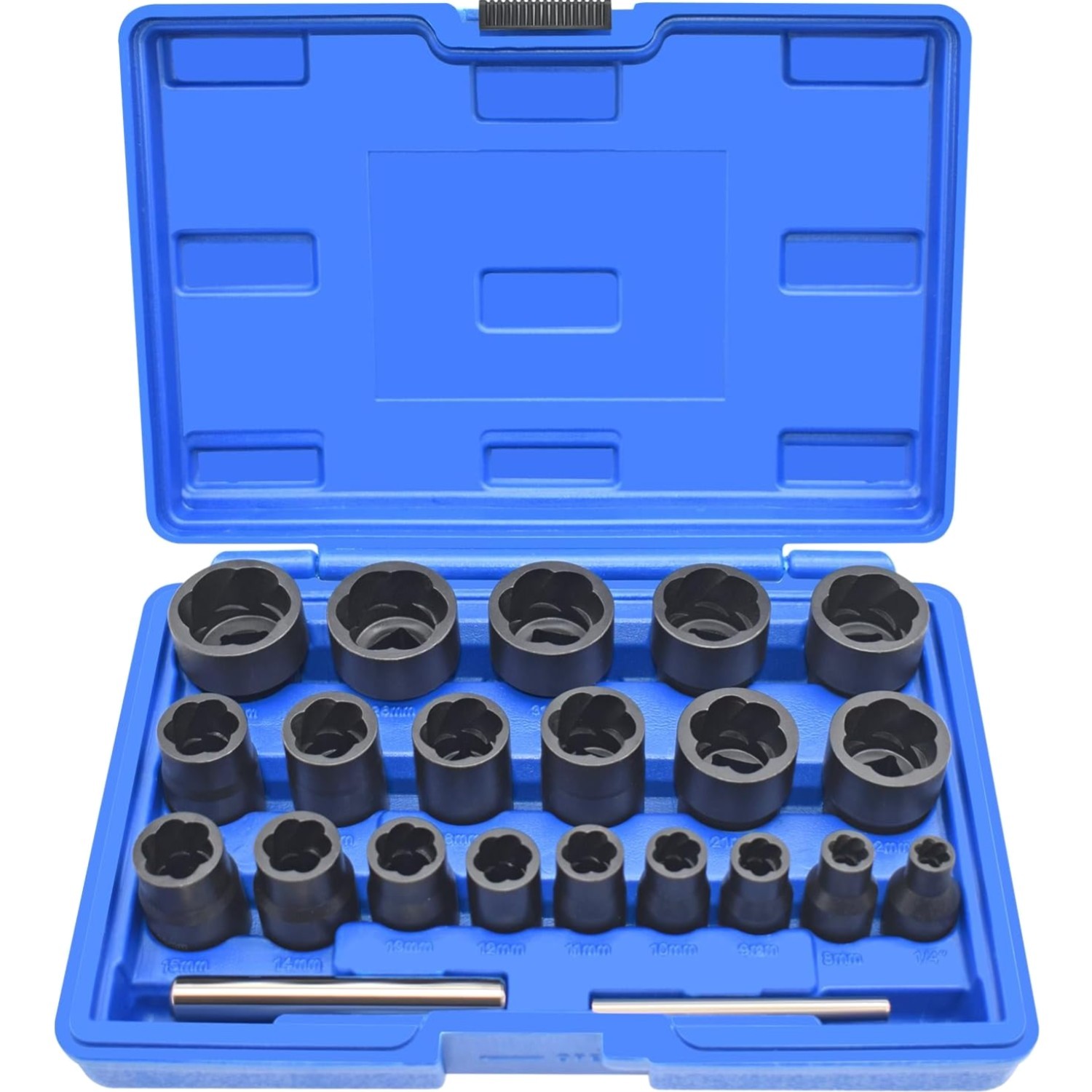 Yuesstloo 22 Piece Bolt Nut Extractor Set 1 2 And 3 8 Drive