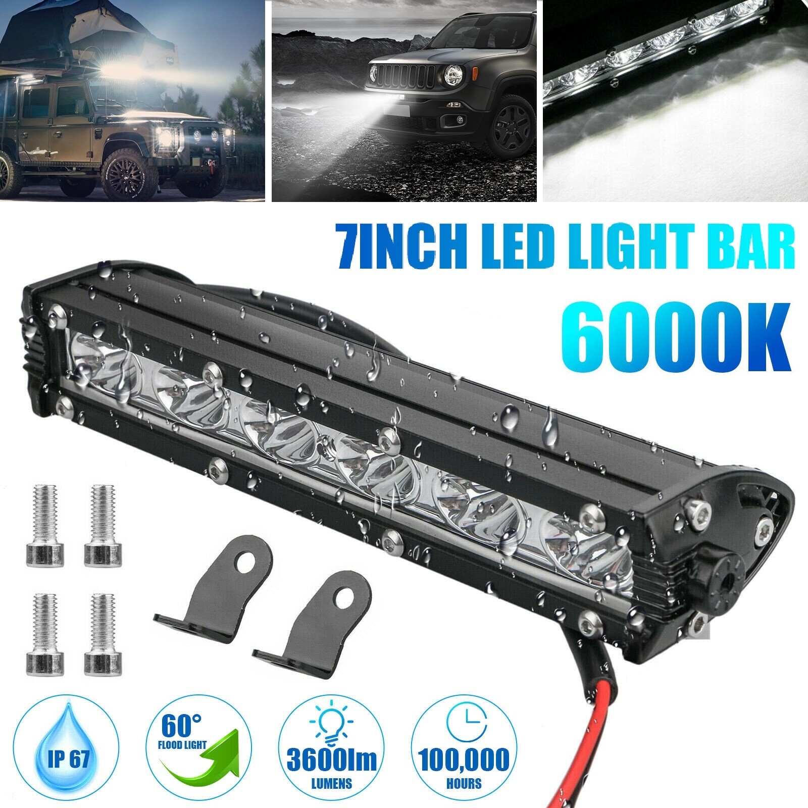 7” 18W Spot Flood LED Work Light Bar Lamp Driving Fog Offroad SUV 4WD Car Truck