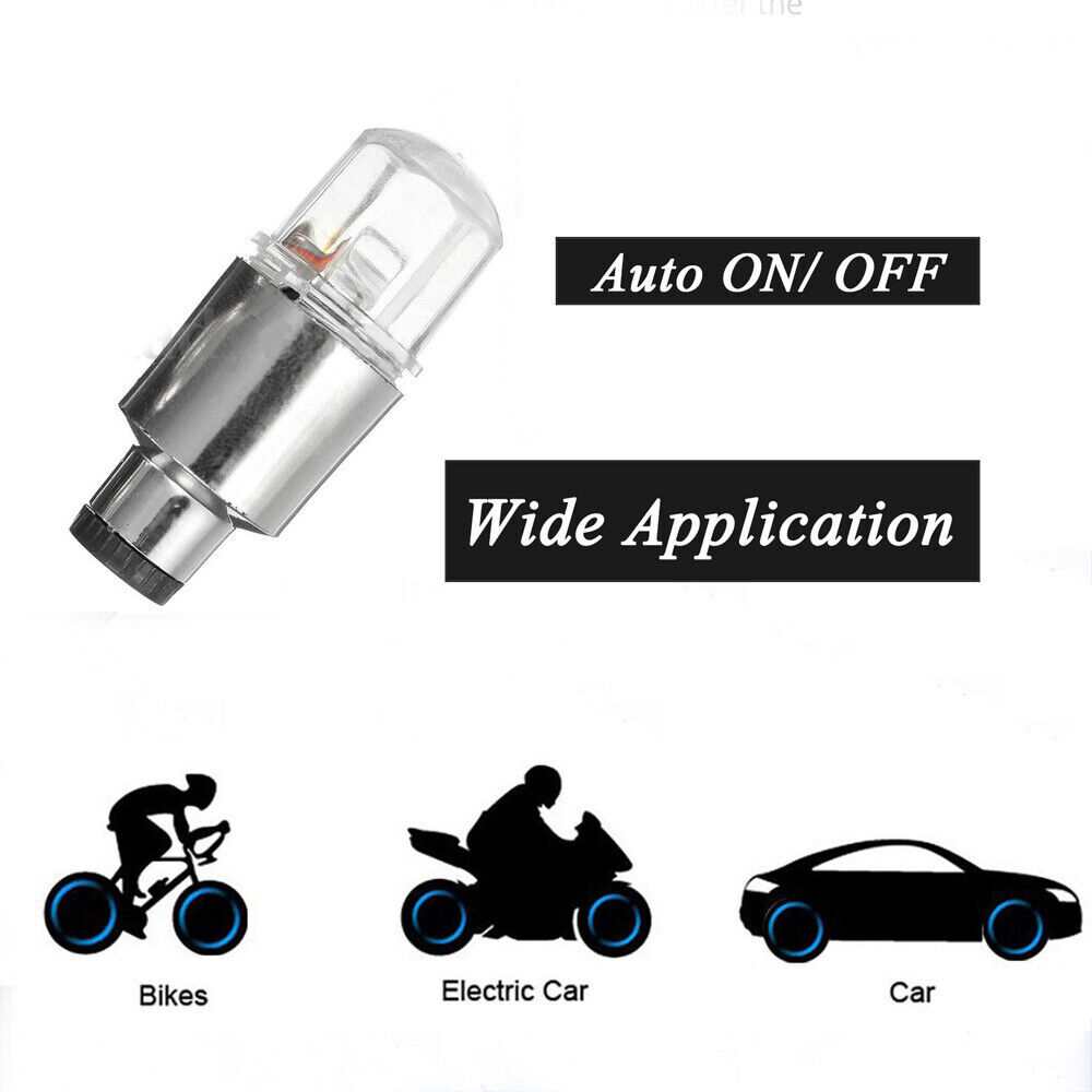 4x Car Tire Air Valve Stem Blue LED Light Caps Cover Auto Exterior Accessories