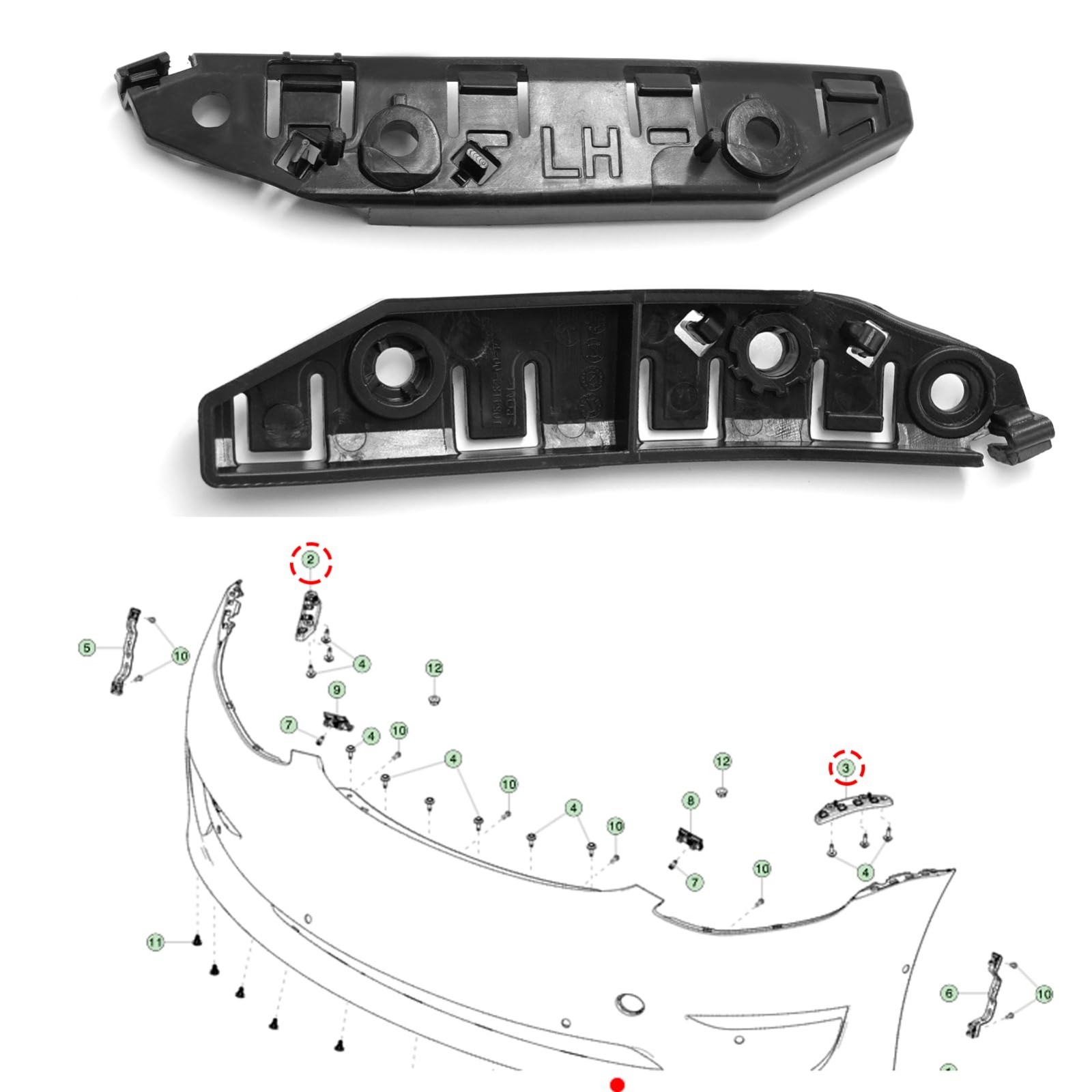 Compatible Front Bumper Bracket for 2017-2024 Tesla Model 3 | Left & Right Fende